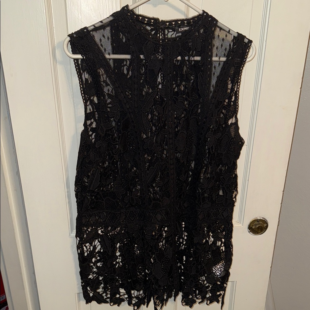 Express Black Lace Top